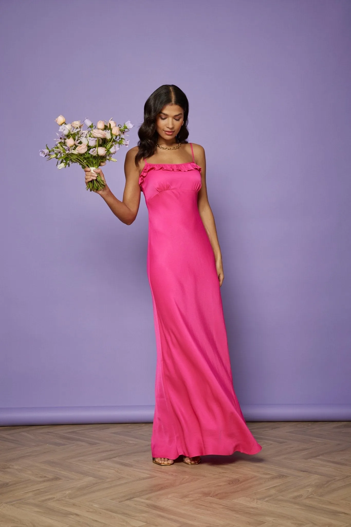 Enya Satin Slip Dress - Hot Pink