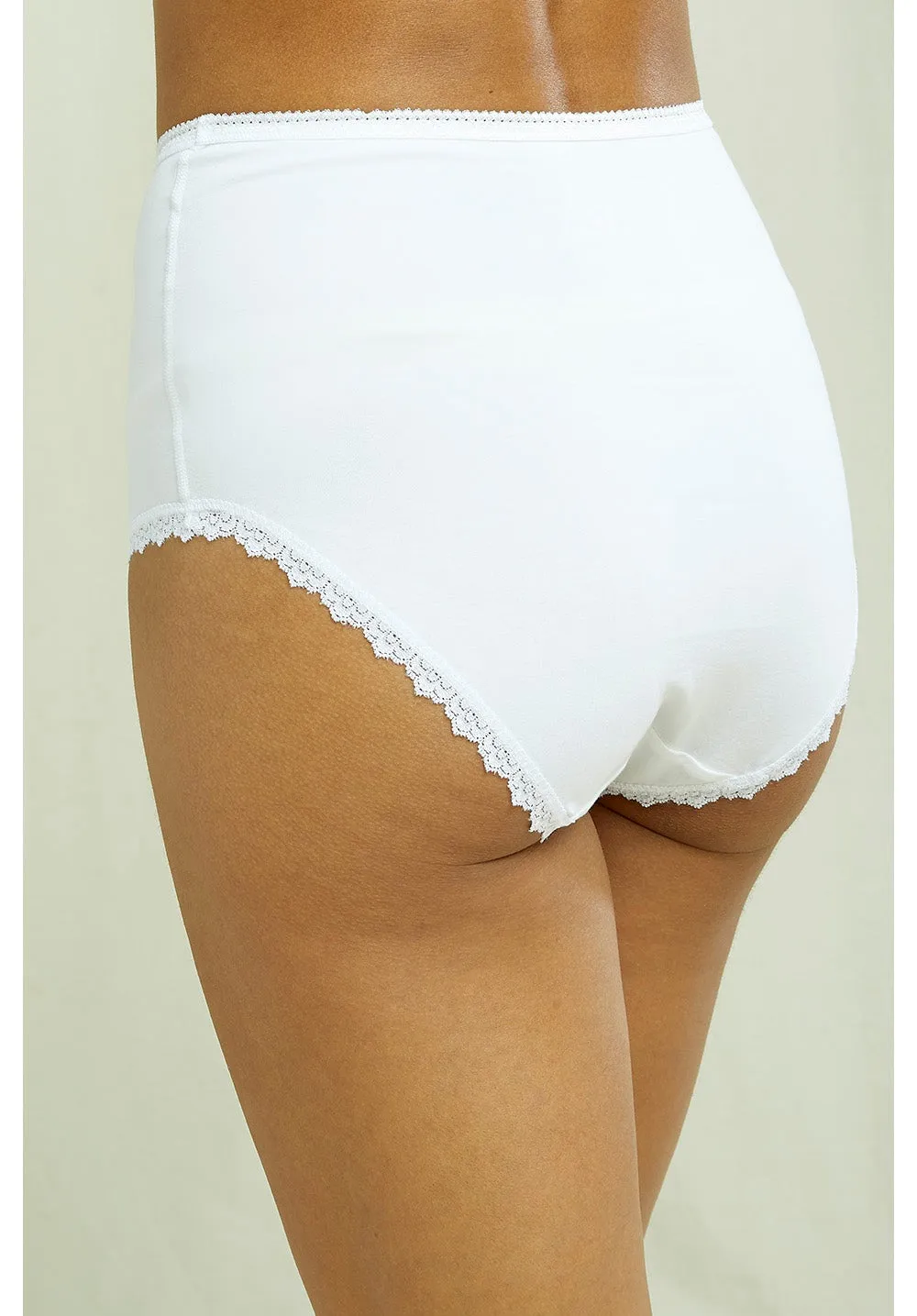 People Tree - High Waist Briefs - White - Culotte Dentelle Taille Haute Coton - Blanc