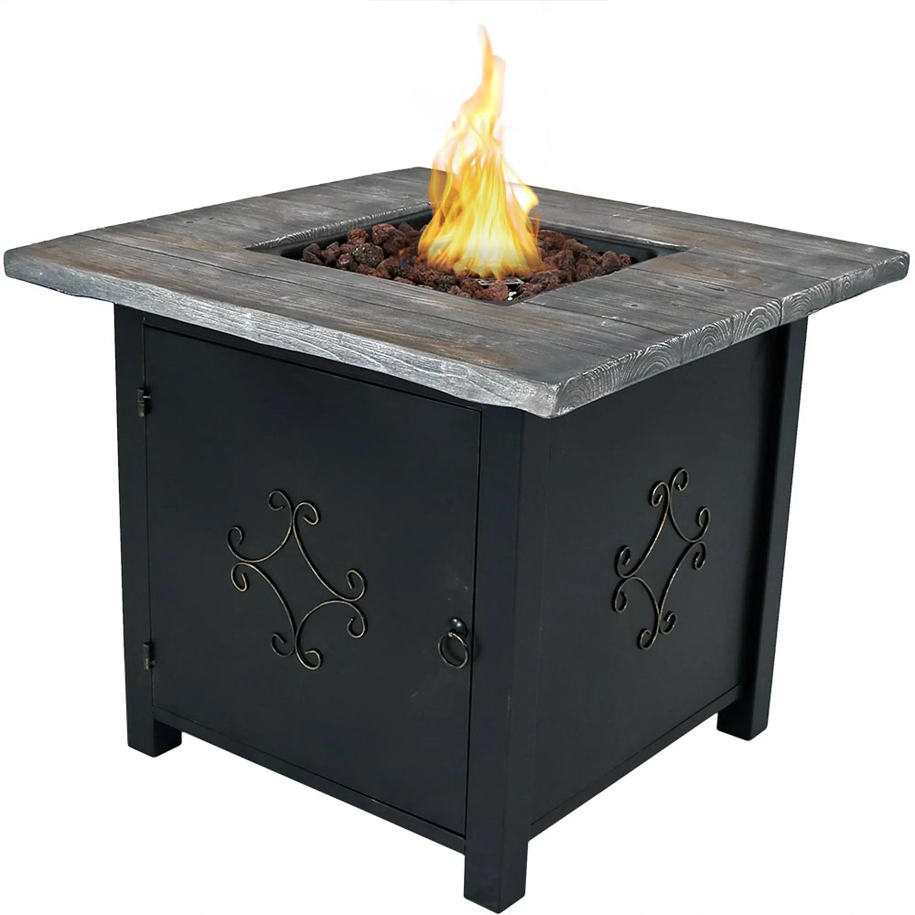 Sunnydaze Outdoor 30" Square Propane Gas Fire Pit Table with Lava Rocks