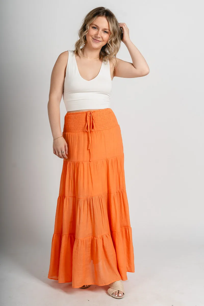 Tiered maxi skirt orange