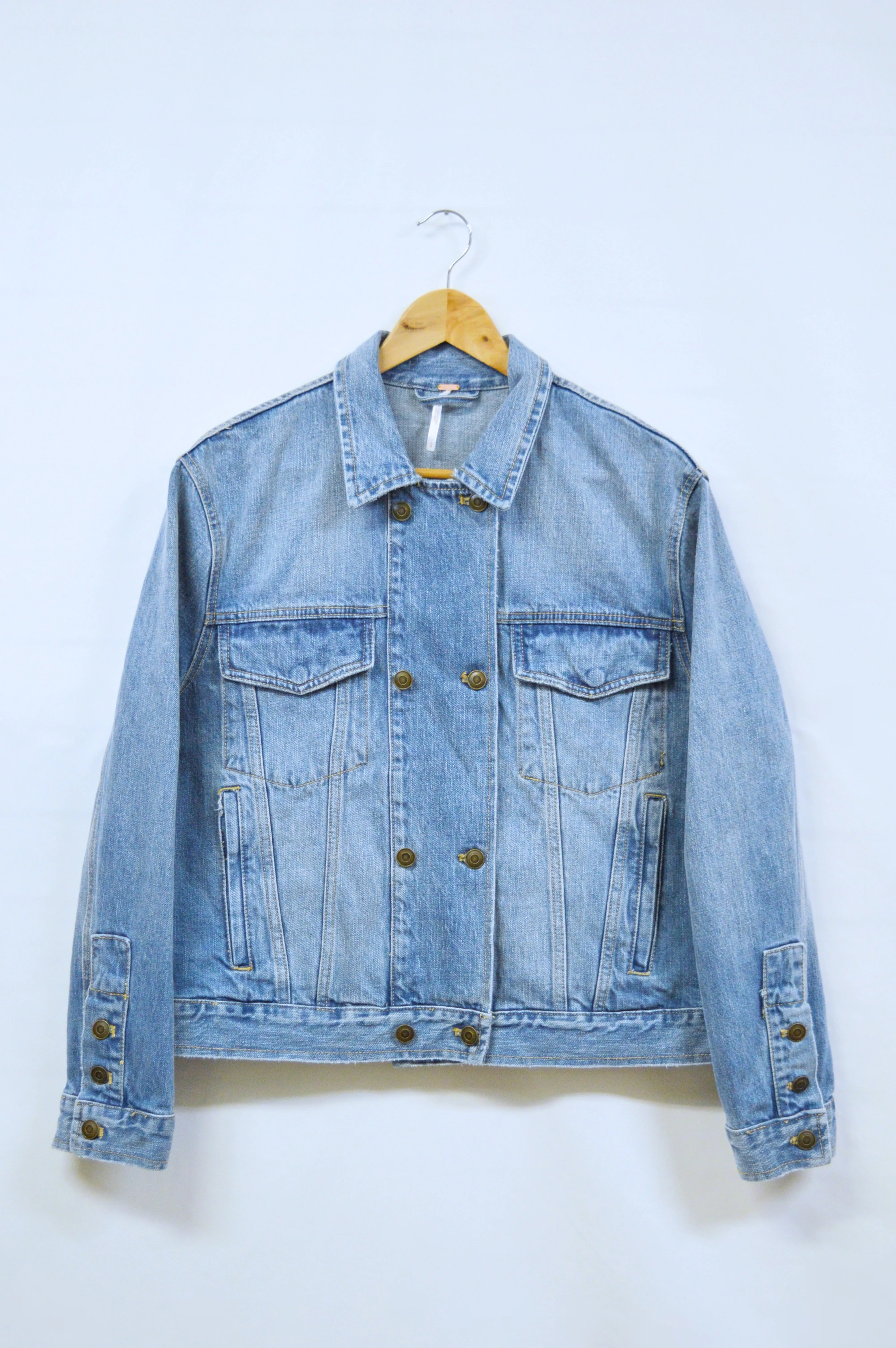 Upcycled Denim Jacket with Wool Poppy Motif | L